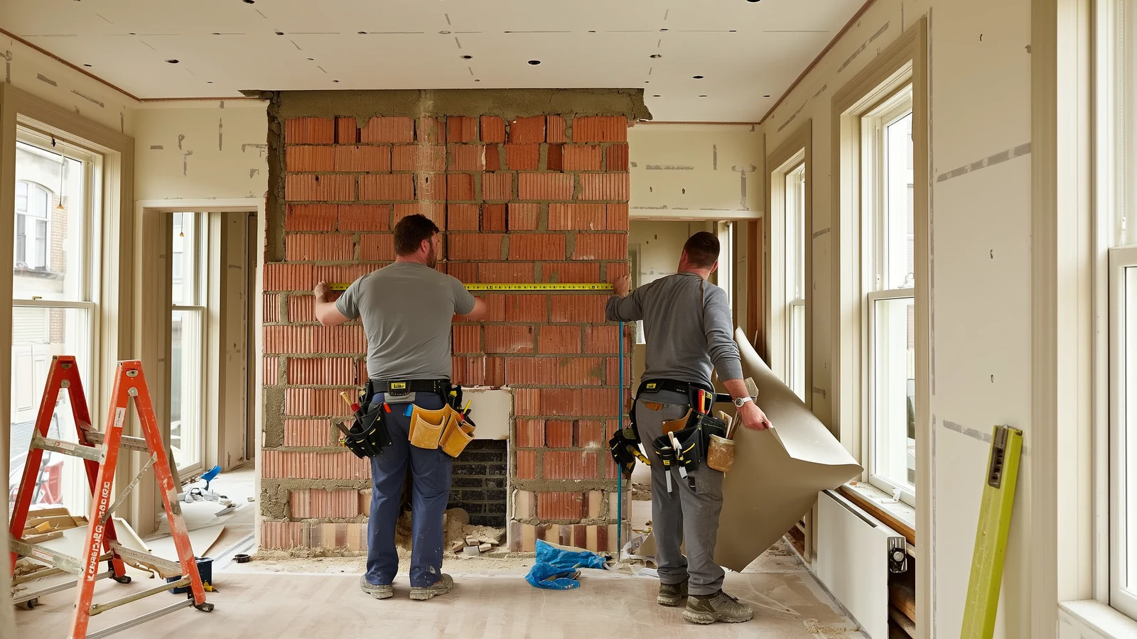 Handwerker von Atlas Projects bei der Sanierung einer Frankfurter Altbauwohnung